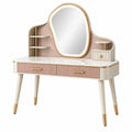 Schminktisch 100 x 45 x 145 cm Holzwerkstoff Creme Rosa Gold mit Spiegel Stauraum