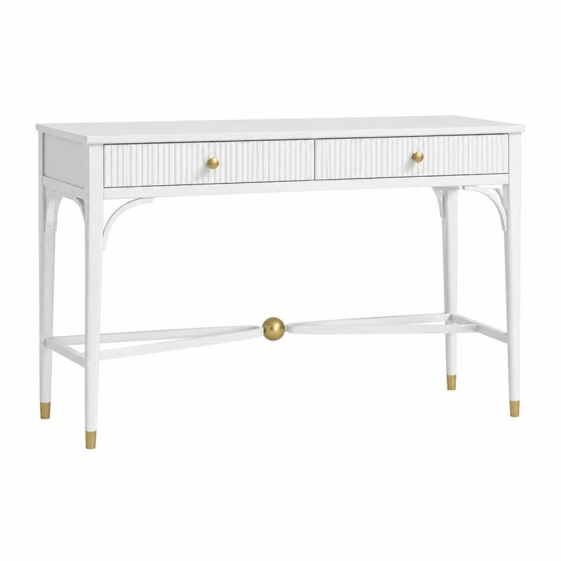 Schreibtisch 120 x 50 x 80 cm Weiß Holzwerkstoff mit 2 Schubladen im klassischen Stil