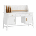 Schreibtisch 120 x 60 x 110 cm Holzwerkstoff Weiß Natur Büro skandinavisch mit Stauraum