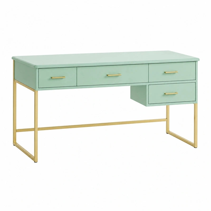 Schreibtisch 120 x 60 x 75 cm aus Holzwerkstoff in Mintgrün mit Metallgestell im modernen Stil