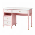 Schreibtisch 120 x 60 x 75 cm aus Holzwerkstoff Rosa Weiß mit vier Schubladen im klassischen Stil