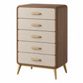 Kommode 80 x 45 x 120 cm Holzoptik Beige mit 5 Schubladen im Retro-Stil