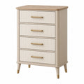 Kommode 60 x 40 x 90 cm aus Holzwerkstoff in Creme mit 4 Schubladen und geriffelter Front