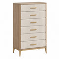 Kommode 80 x 40 x 120 cm aus Holzwerkstoff in Naturweiß mit 6 Schubladen im modernen Stil