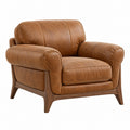 Sessel 100 x 90 x 85 cm in Cognac Lederoptik - gepolsterter Wohnzimmersessel mit Holzgestell