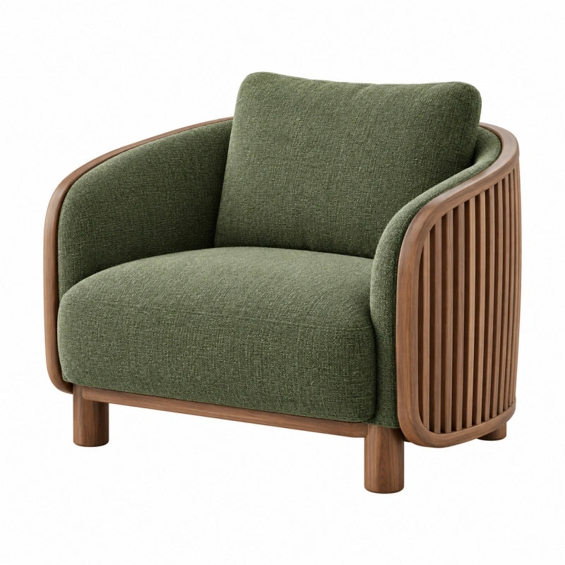 Sessel 82 x 78 x 76 cm Grün mit Stoffbezug und Holzgestell im modernen Lounge-Stil