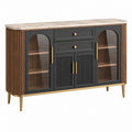 Sideboard 160 cm Holzwerkstoff Schwarz Braun mit Glastüren und Schubladen