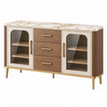 Sideboard 160 x 40 x 85 cm in Braun Beige mit Glas Türen und Schubladen im modernen Stil