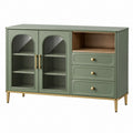 Sideboard 120 x 40 x 85 cm Grün Holz mit Glastüren und Schubladen