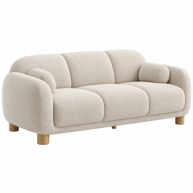 3-Sitzer Sofa 220 x 95 x 82 cm Bouclé Creme Wohnzimmer Modern