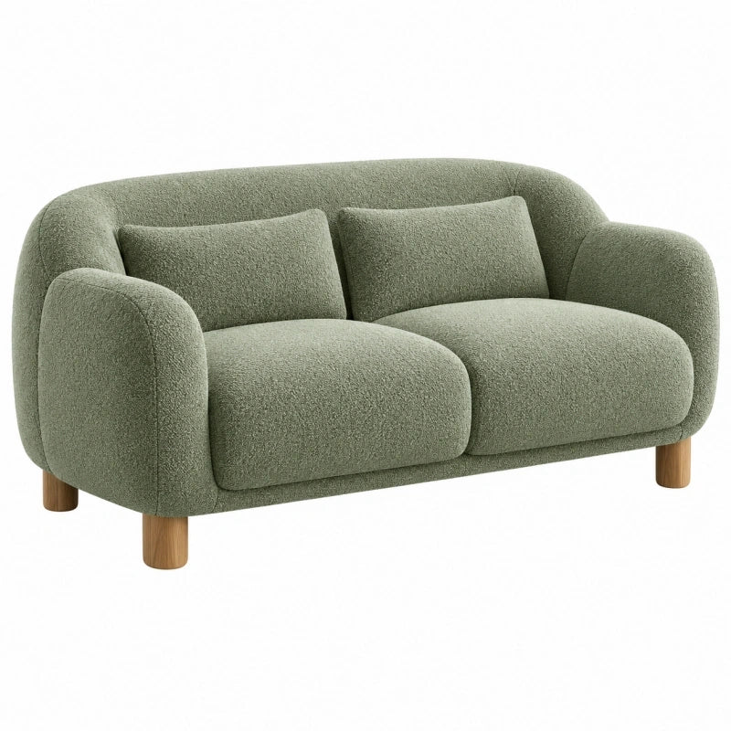 2-Sitzer Sofa 160 x 85 x 78 cm Bouclé-Stoff Grün Wohnzimmer Modern