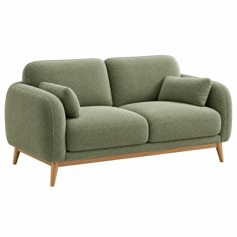 2-Sitzer Sofa 170 x 88 x 85 cm Olivgrün Textilbezug Holzfüße skandinavischer Stil