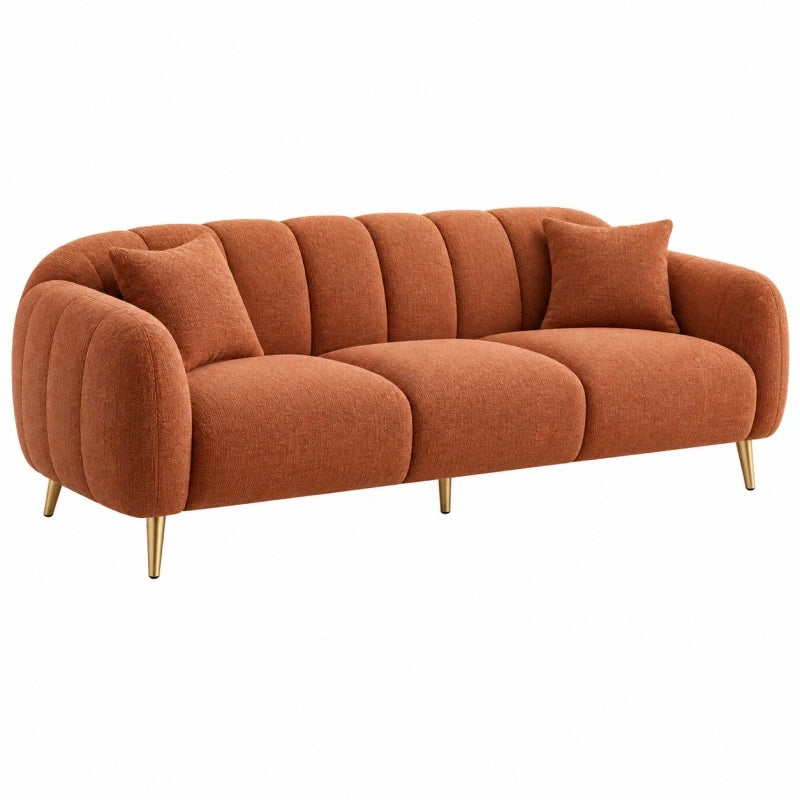 3-Sitzer Sofa 220 cm Terrakotta Stoff mit Metallfüßen