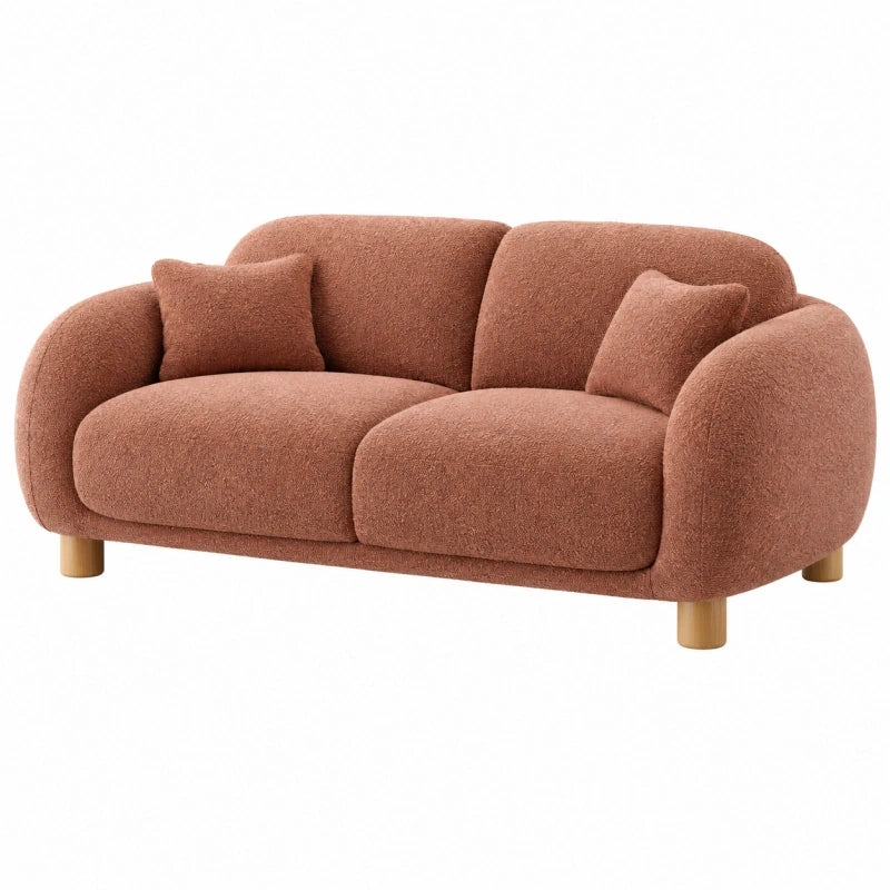 2-Sitzer Sofa 180 cm Bouclé-Textil Terrakotta - gepolstertes Wohnzimmermöbel