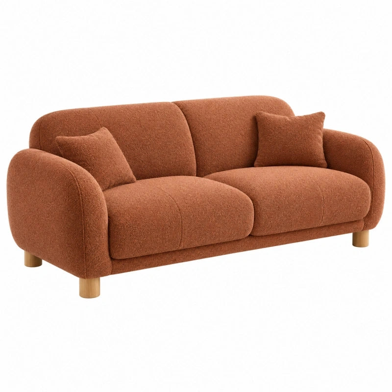 3-Sitzer Sofa 210 x 92 x 82 cm in Terrakotta aus Strukturstoff mit Holzfüßen