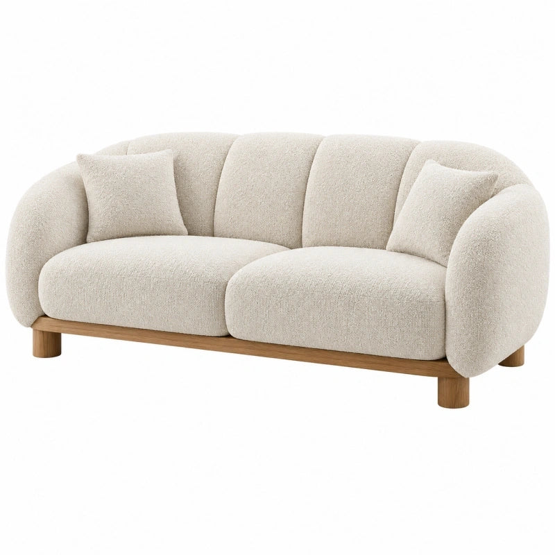 2-Sitzer Sofa 200 cm Creme Textilbezug Holzgestell Modern