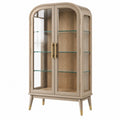 Vitrine 90 x 40 x 180 cm Holz und Glas Beige mit 2 Türen im modernen Stil