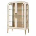 Vitrine 90 x 40 x 180 cm Holz Glas Cremefarben Modern mit Glastüren